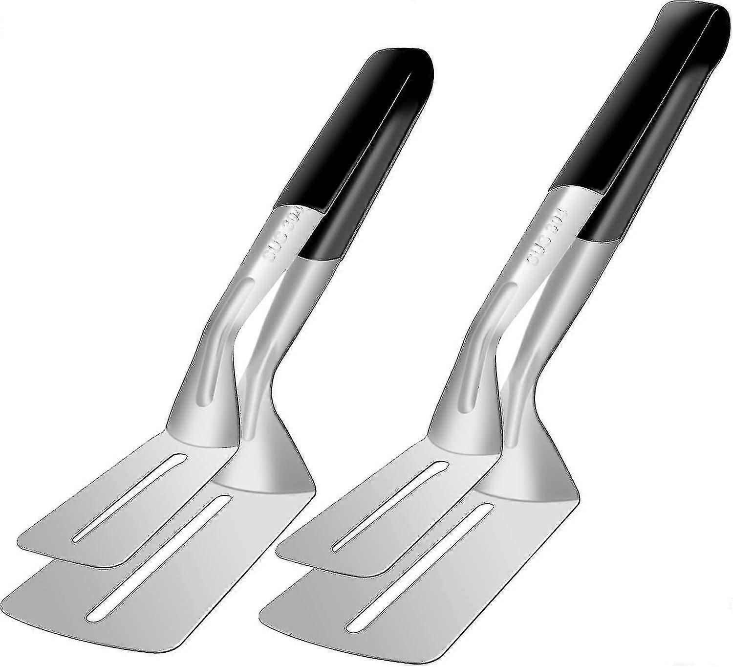 Çevirme için Spatula Maşası, Paslanmaz Çelik Izgara Kelepçesi Spatula Flipper, Biftek Ekmeği İçin Çift Taraflı Kürek Klipsi Hamburger Barbekü Etleri Pizza Turtaları B