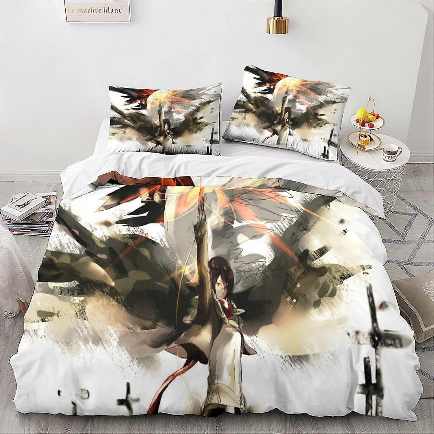 Poszwa na kołdrę dla chłopców, nastolatków, dzieci, Atak na tytana Drukowany wzór, Anime Japonia, Podwójna 135*200 CM
