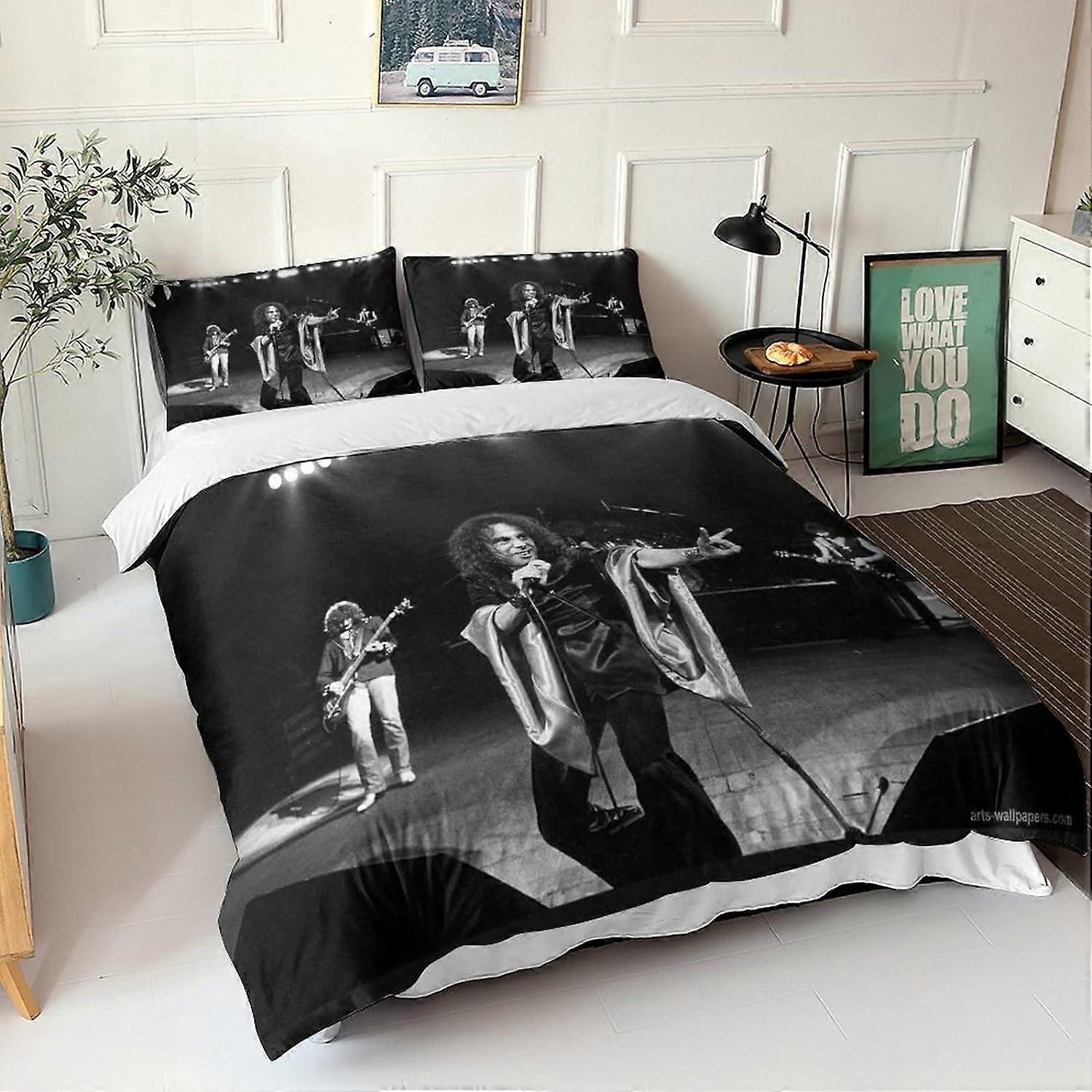 DIO påslakan Heavy Metal Parts Soft Microfiber Sängkläder Set Rock Band D Tryckt Påslakan För Barn Pojkar Tonåringar D 135 * 200 CM