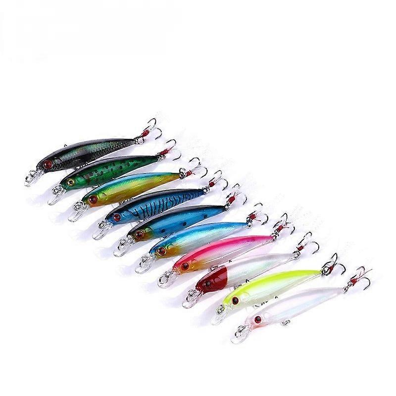Fishing Baits Simulation Lure Laser Fake Bait 9cm 8 G10 Color Set Mino Lure