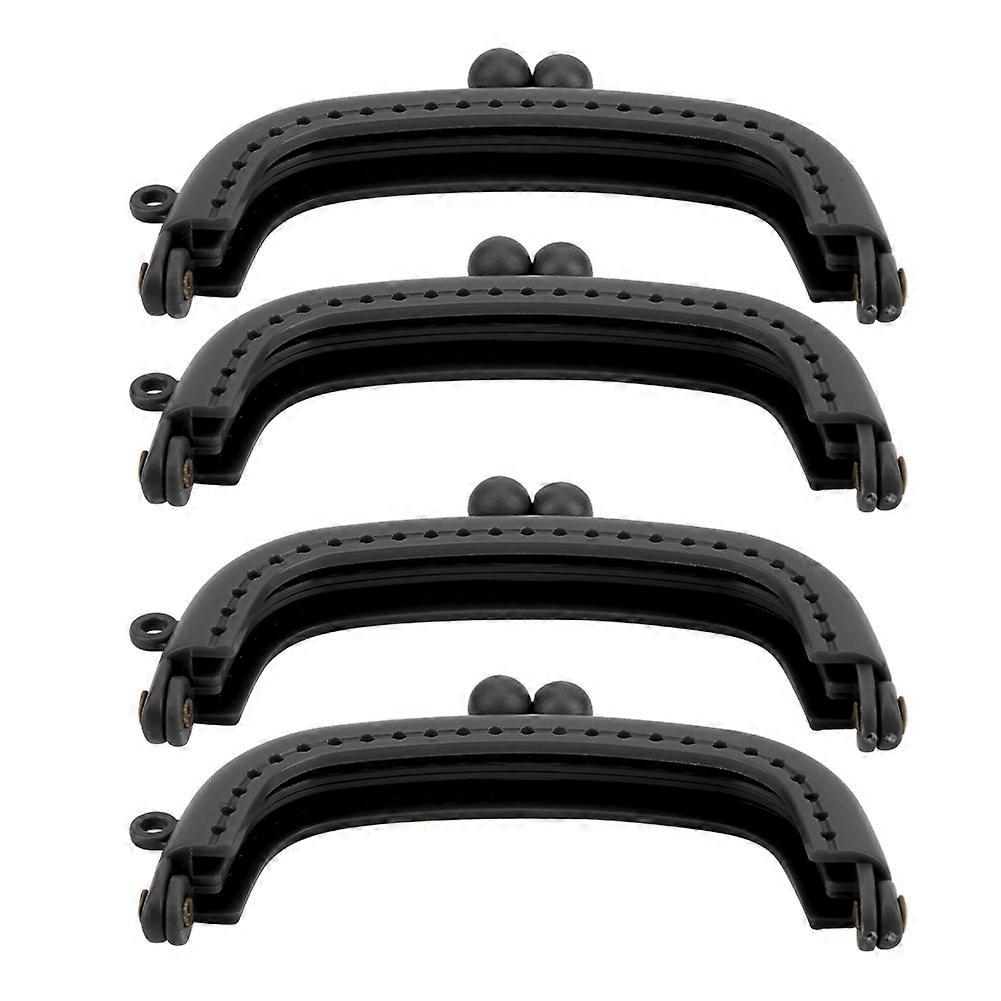 4 قطع إطار محفظة بمقبض من الراتنج DIY حقيبة يد حرفية خياطة يدوية إكسسوارات 8.5 سم (أسود)