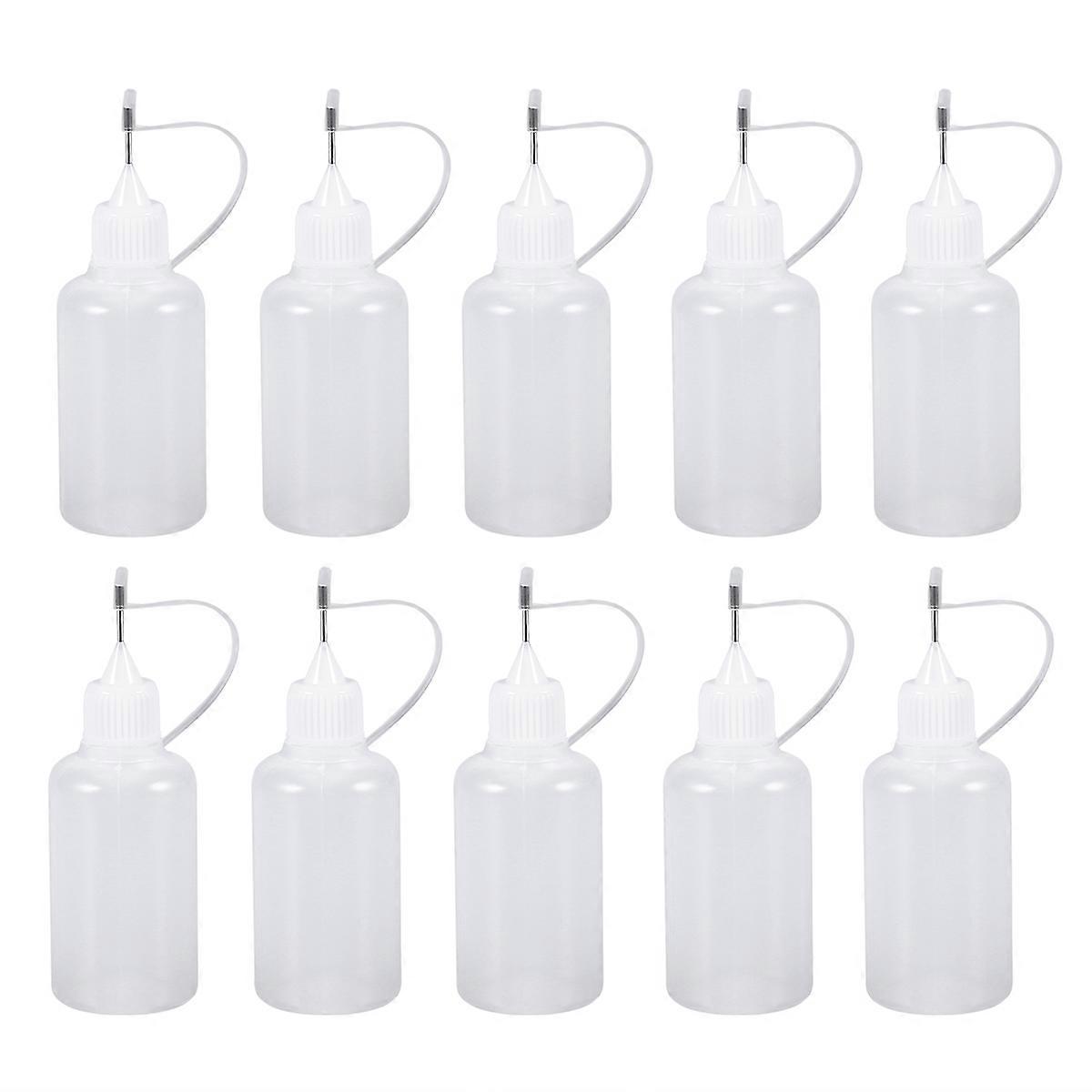 10Pcs 30ml Needle Tip Glue Bottle Applicator DIY Quilling Tool Precision Bottle (White)
