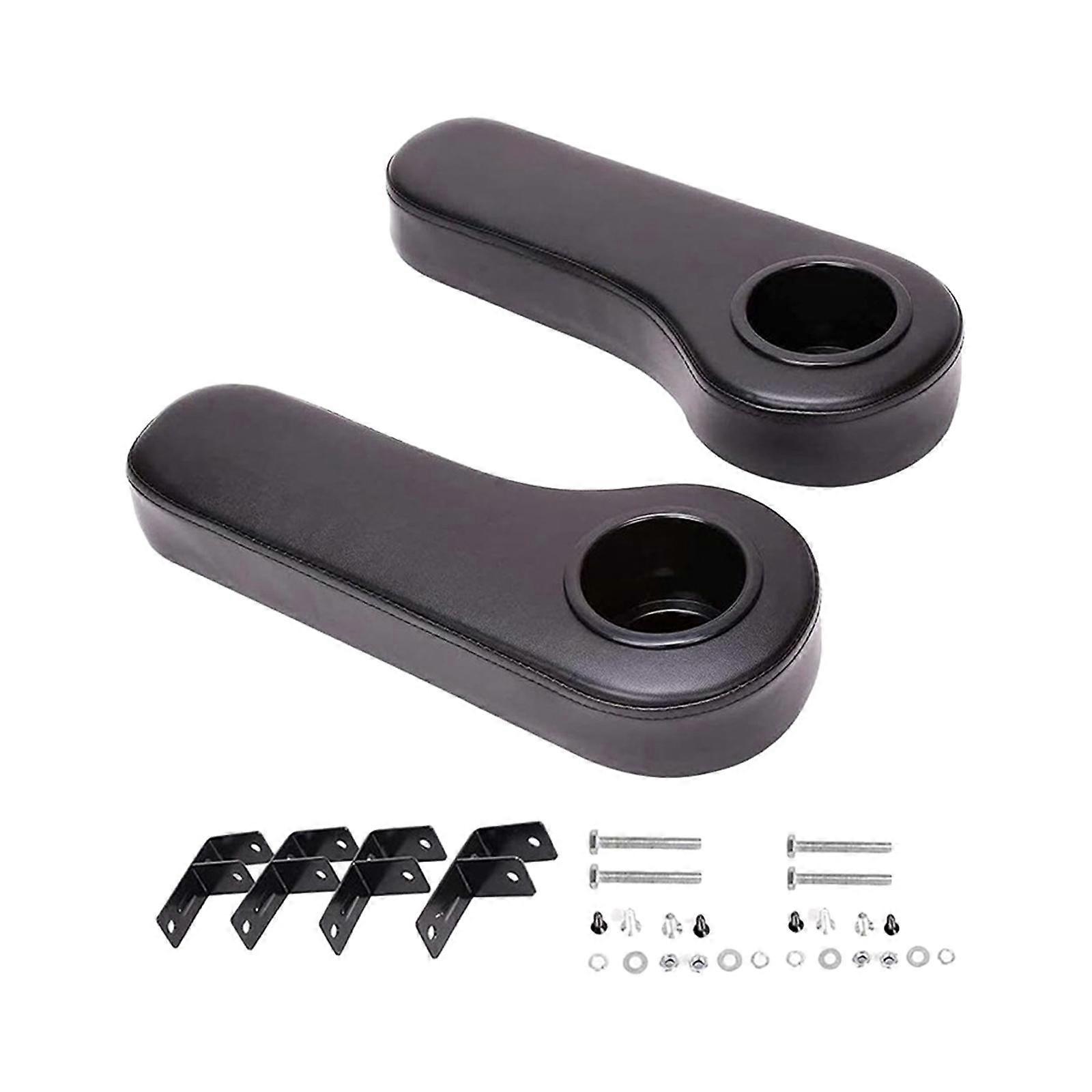 2Pcs Golf Cart Armrests with Drink Cup Holder Portable Support Frame
