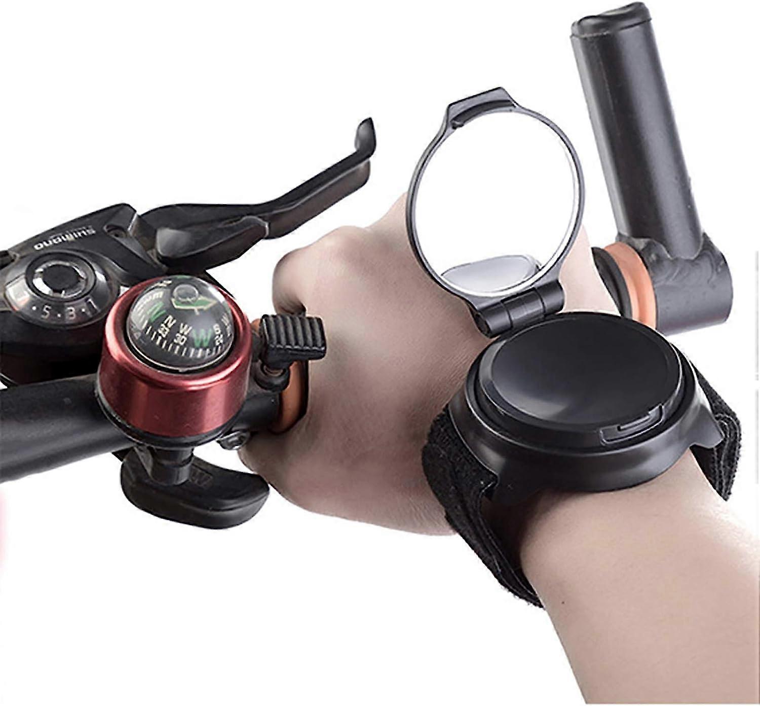 Wrist Mirror For Bikers, Cycling Handlebar End Mirror 360 Rotate Lightweight Wide Angle Wrist Band Bike Mirror