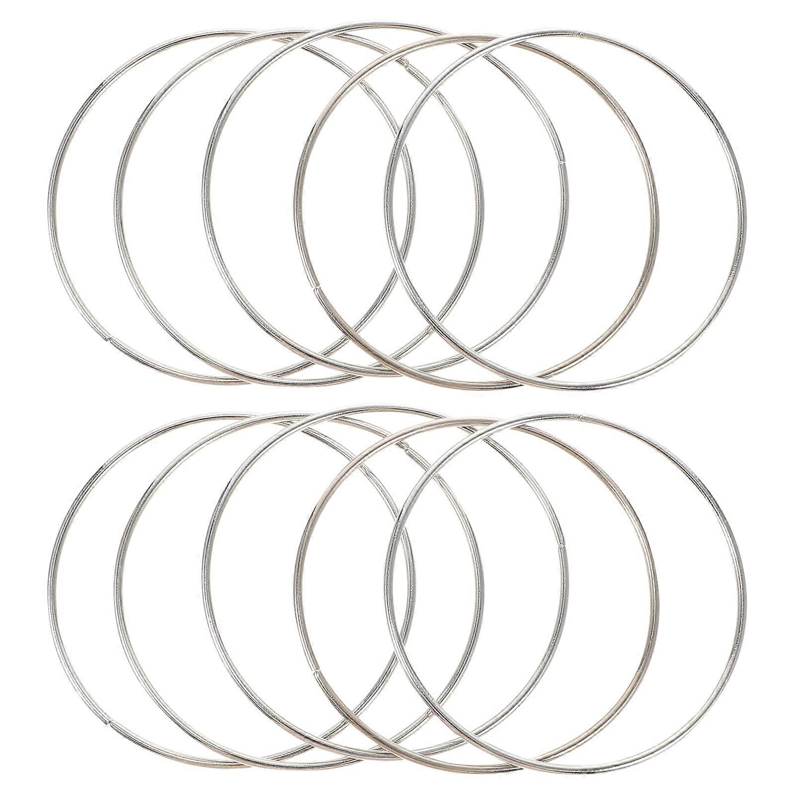 Vosarea 10 Pcs Simple Dreamcatcher Round Metal Ring Plating Ring Hand-made Craft Accessory for Woman Girl (10cm)