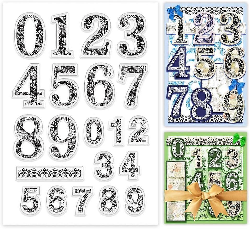 1Sheet Lace Numbers Silicone Clear Stamp Seals