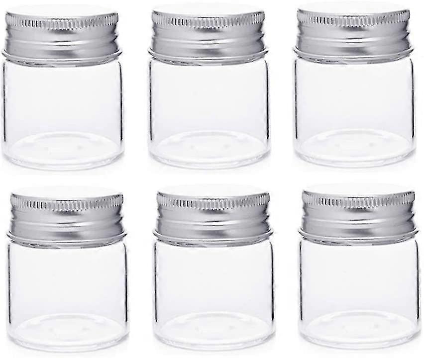 2024 6 Pieces 50ml Mini Glass Jars With Lids Spice Jars Mini Glass Bottles
