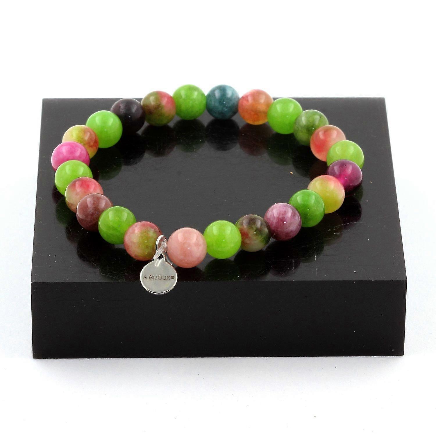 Multicolored Tourmaline Beaded Bracelet + Watermelon Tourmaline + Peridot 8 mm
