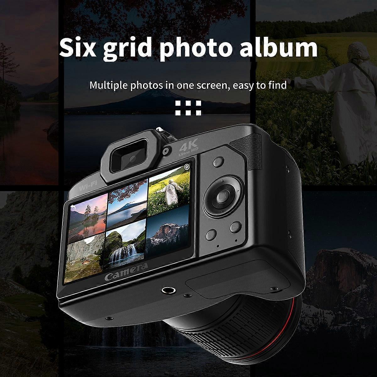 Digital Photography Camera 4K WIFI Web Cam Vintage Vlog Video Recorder 64MP Camcorder Camera Zoom B