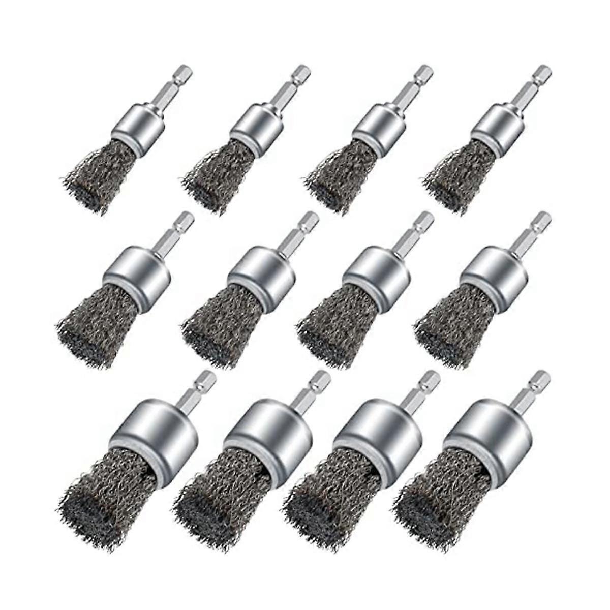12PCS Wire Brush Wheel for Drill, Wire Wheel Cup Brushes for Drill Paint Surface Rust Removal and S