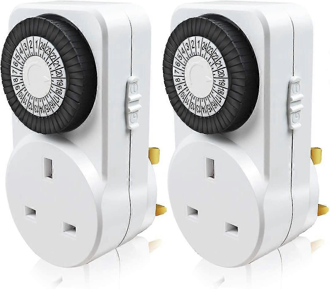 24 Hour Mechanical Segment Timer Switch. [2 Pack] Energy Saving Uk Mains Wall