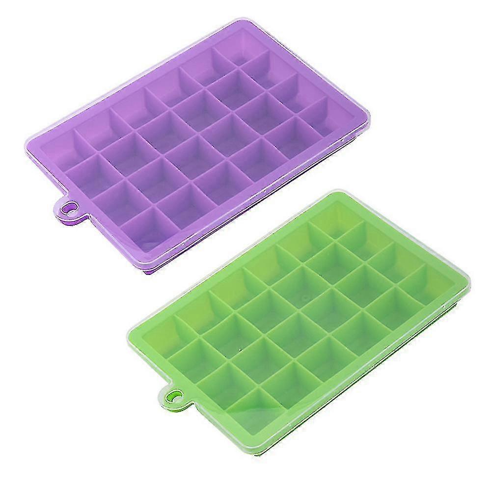 2-pack Silicone Ice Cube Trays With Lids Easy Release