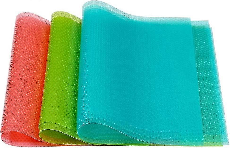 9pcs Vaskbare Kjøleskap Matter Liners Vanntett Kjøleskap Pads, 3red/3green/3blue