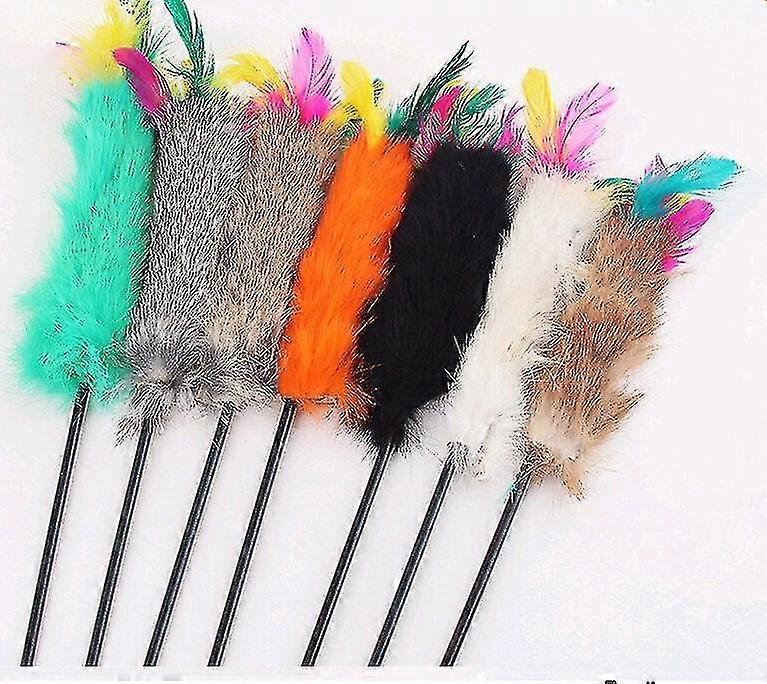 Colorful Cony Hair Cat Teaser Interactive Toy Wand (random Color)