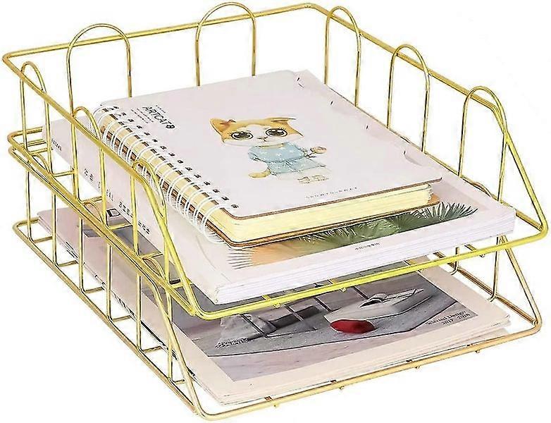 Stackable Copper Letter Tray Set - 2 Gold Pieces