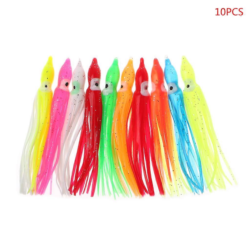 10Pcs Plastik Angeln Köder Tintenfisch Rock Trolling Oktopus weicher Köder Köder