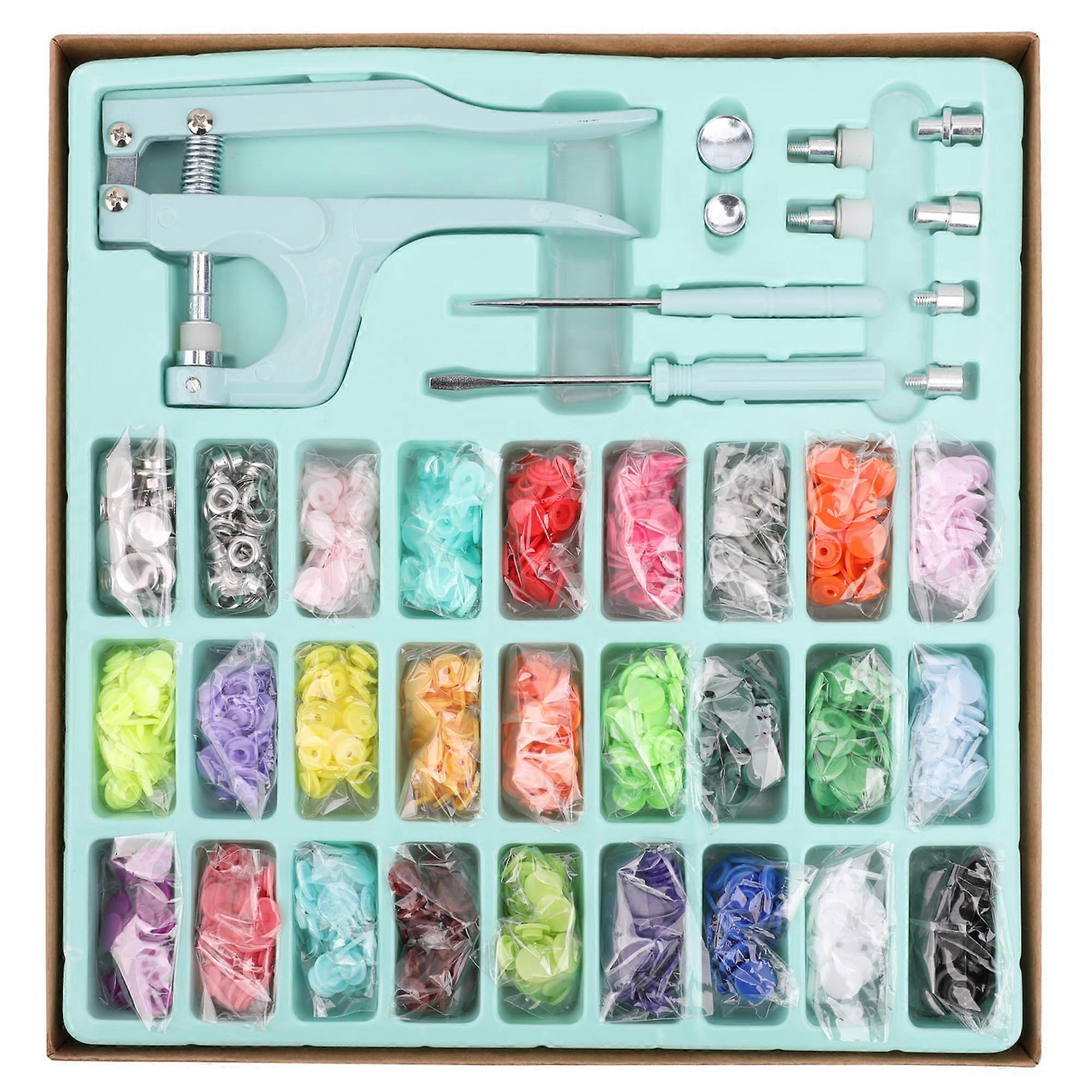 Button Set, 270 Sets T5 Snaps Buttons with Turquoise Snaps Pliers Set, Fasteners Snap Button Popper Studs Sewing Tools, Blue