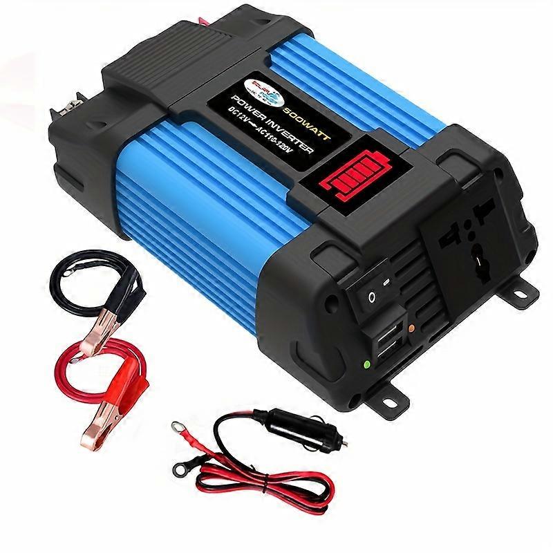 500W Power Inverter DC 12V To AC 110V Car Inverter With 1 Universal Sockets+ 2 USB Chargers+Cigarette Lighter Plugs, Power Inverter With LED Display