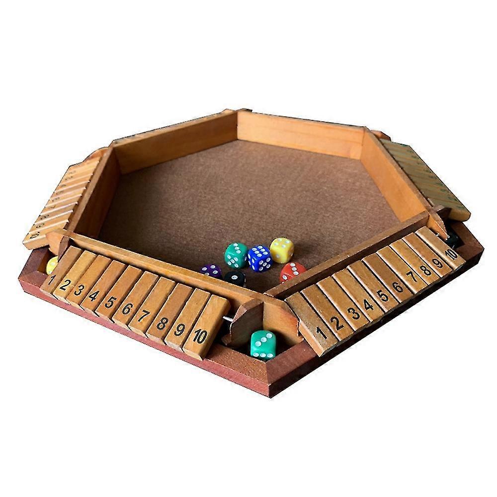1-6 spillere Shut The Box Dice Game, Wooden Board Table Math Game med 6 Dice for barn og voksne, Picn