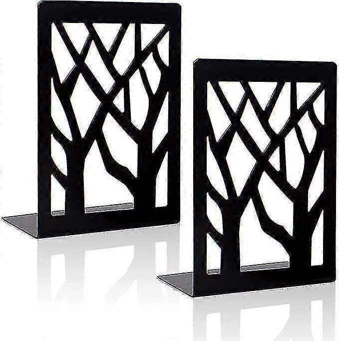 Metal Bookends - Bookshelf Heavy Duty Bookends, Bookshelf Rack Home Decor, Bookend Support, 2 Pieces, Black