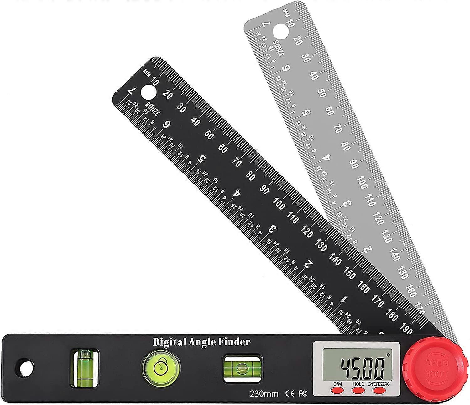 Digital Angle Finder,7 Inch Bubble Level Guage, Protractor Ruler, Angle Ruler Level Tool,Multifunction Protractor Guage, 3 Bubble Spirit Level Guage,H