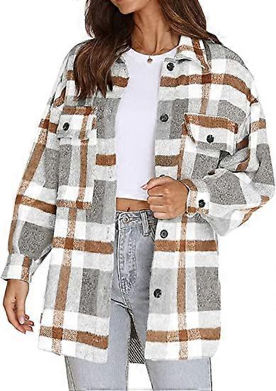 Women's Flannel Plaid Jacket Long Sleeve