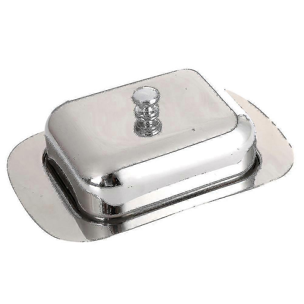 Stainless Steel Butter Dish Storage Keeper Tray With Easy To Hold Lid