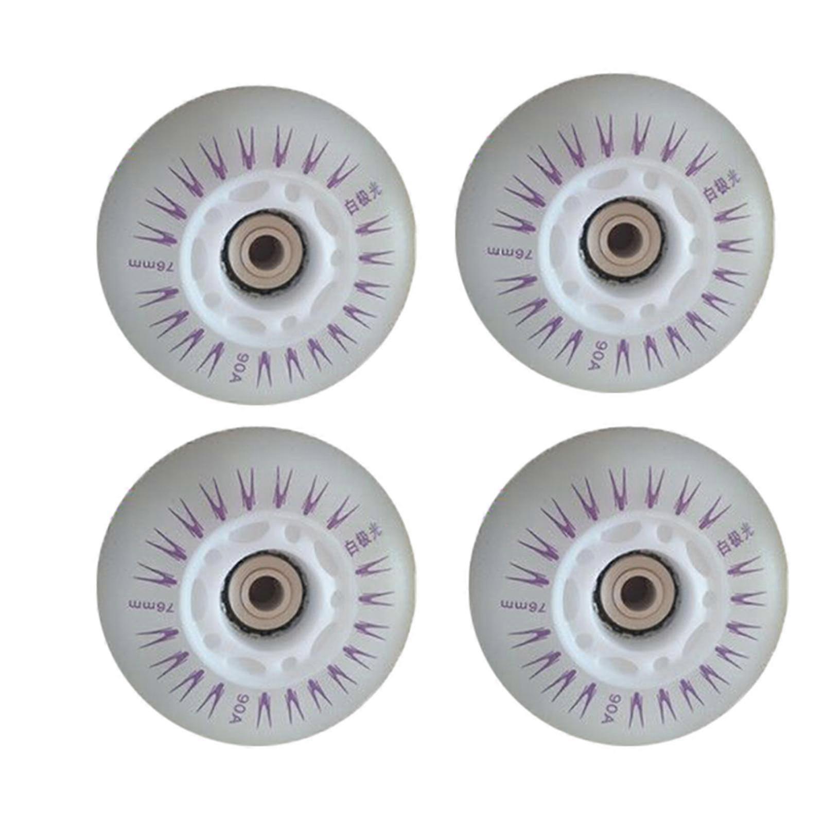 4Pcs 80mm Skating LED Luminous Flashing Inline Roller Skates Shoes Wheels