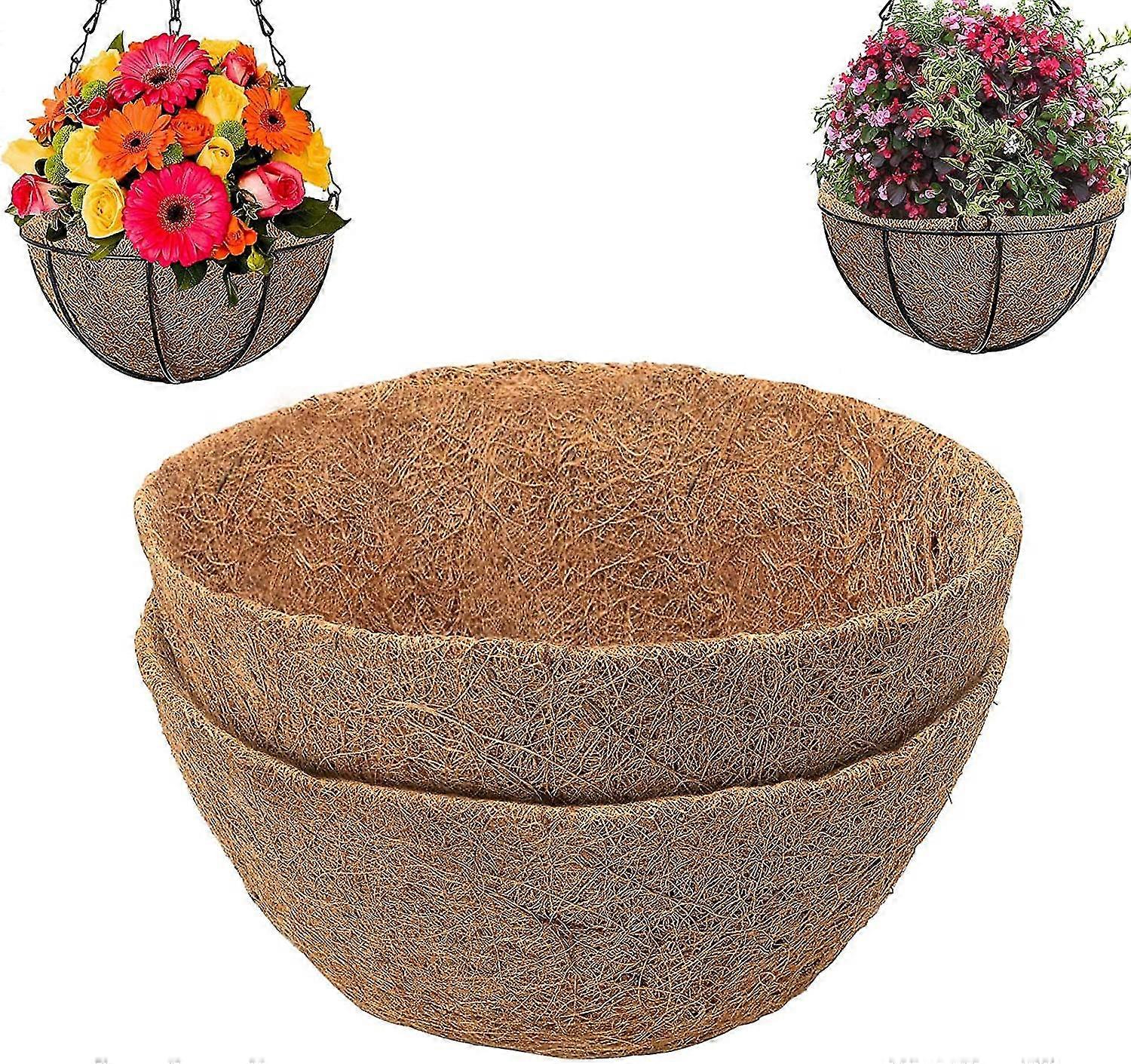 flower pot liner round replacement natural coco liner for hanging basket flower pot (2 pcs -25cm)