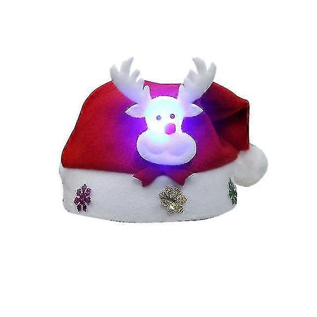 Boldog karácsonyt Kalap Világít Led Újév Navidad Cap Hóember Elk Mikulás kalapok gyerekeknek Gyermekek felnőtt karácsony ajándék dekoráció