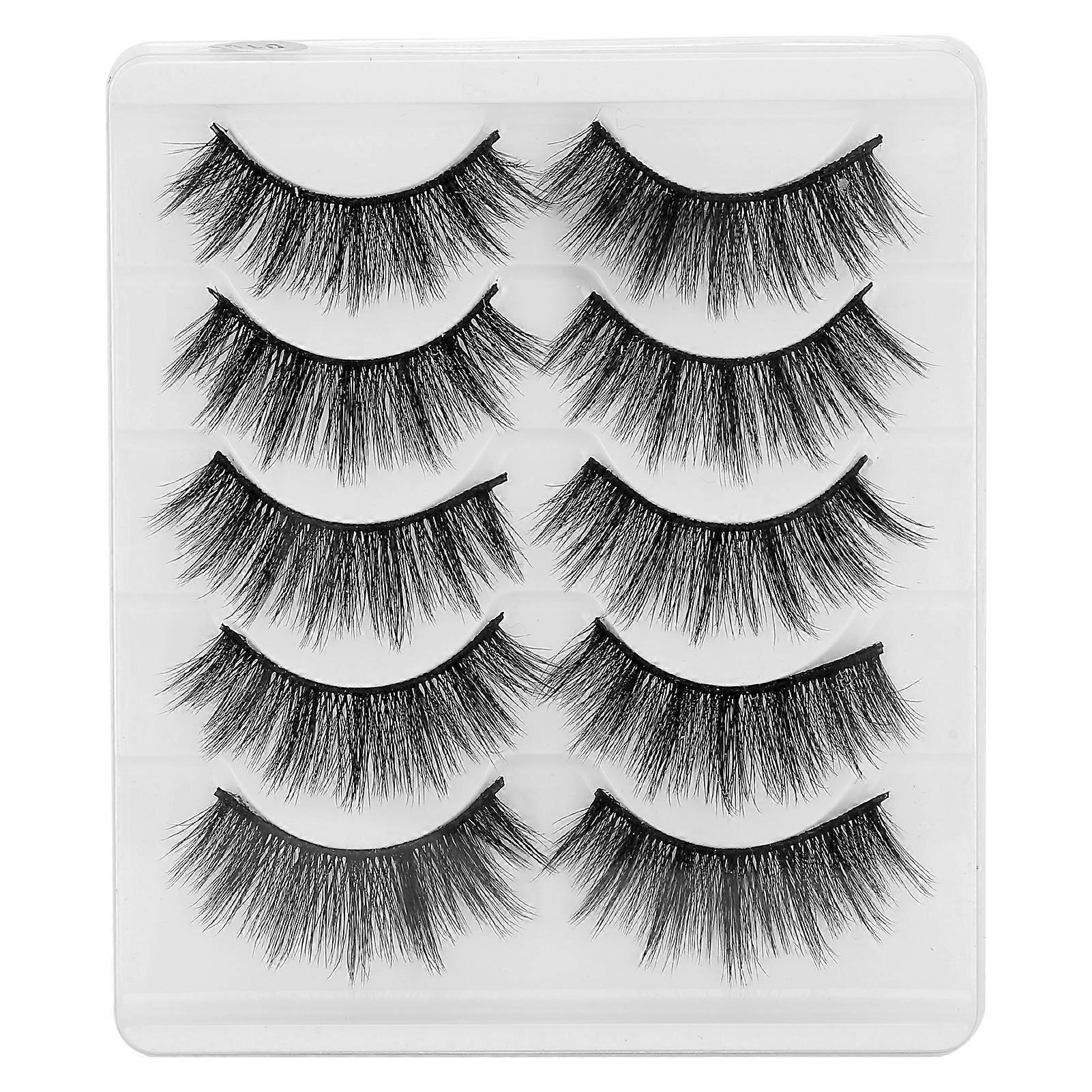 5 Pairs Professional Thick Curly False Eyelashes Date Makeup Portable False Lashes Set010