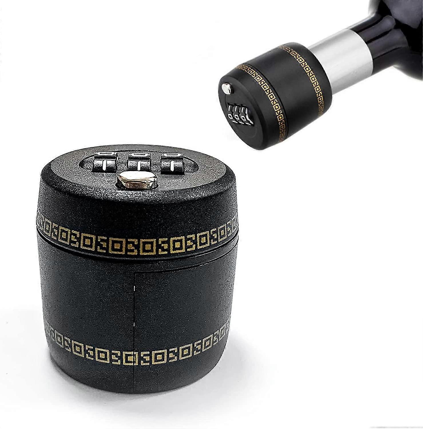 Plastic 3 Digit Password Bottle Lock Combination Wine Stopper (1pc-black)