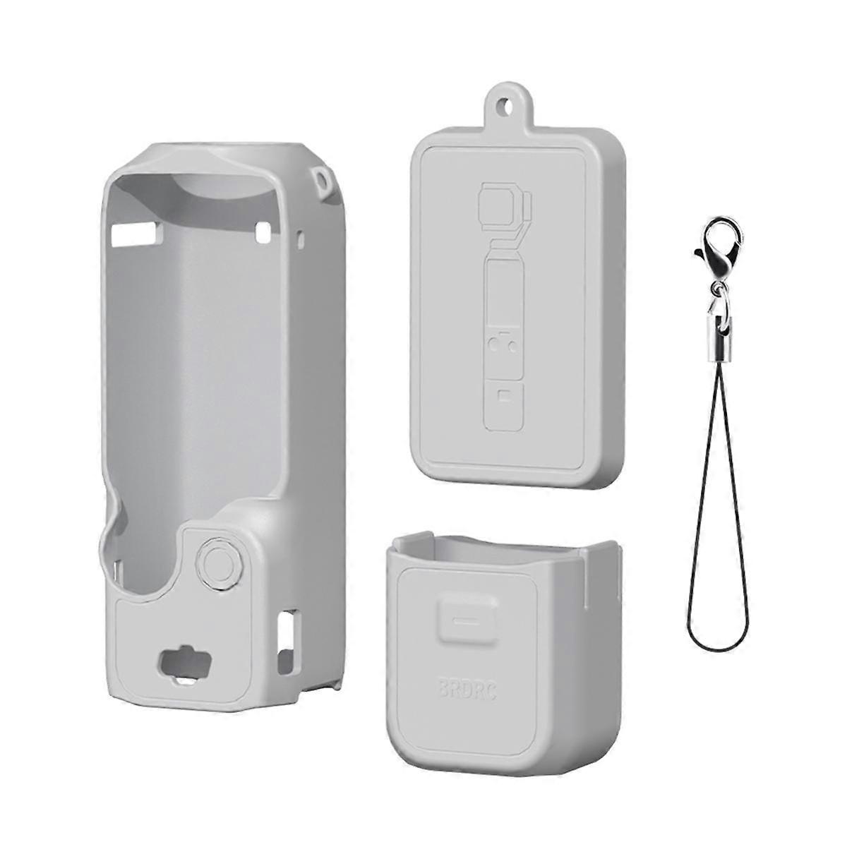 Camera Silicone Case for 3 Lens Body Protective Cover Gimbal Lens Cap Anti-Bump Shell, Gray,A