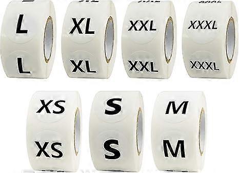 3500 Pcs Clothing Size Round Sticker Labels in Full 7 Sizes (XS, S, M, L, XL, XXL, XXXL) with Perforation Line, 1" in Diameter