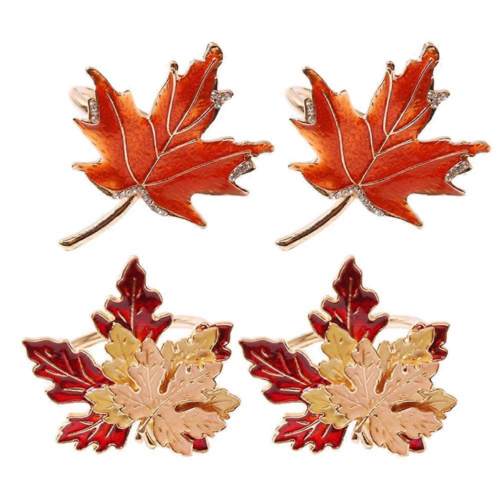 4Pcs Maple Leaf Napkin Rings Thanksgiving Maple Napkin Rings Decorative Napkin Buckles