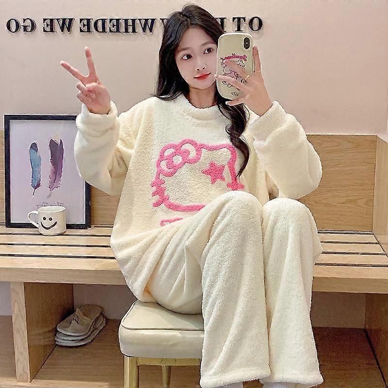 GaiBoSi جديد Sanrio Hello كيتي بيجامة القطن الخالص بدلة أفخم قطعتين بدلة loungewear نسائي بيجامة كرتون حرير نسائي