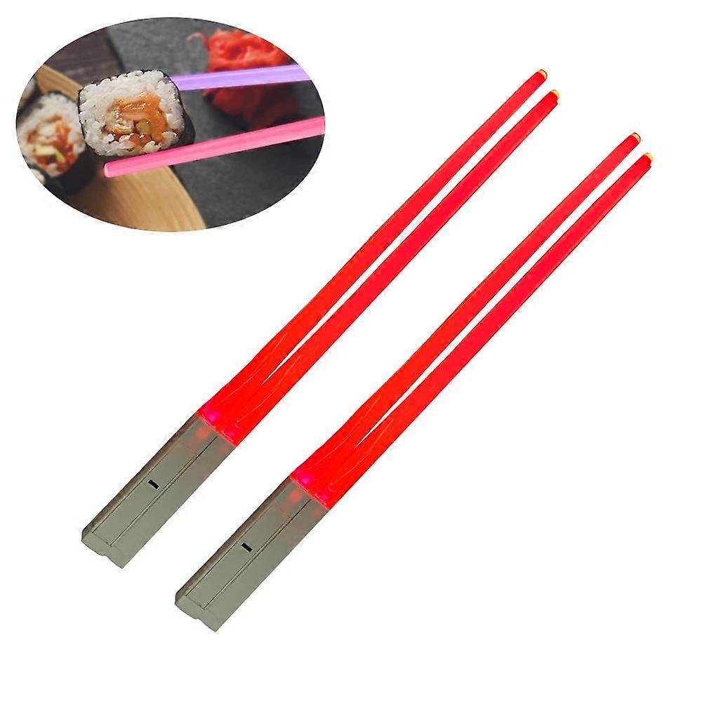 Led Glowing Light Saber Chop Sticks Reusable Sushi Lightup Sabers Red And Blue 2 Pairs