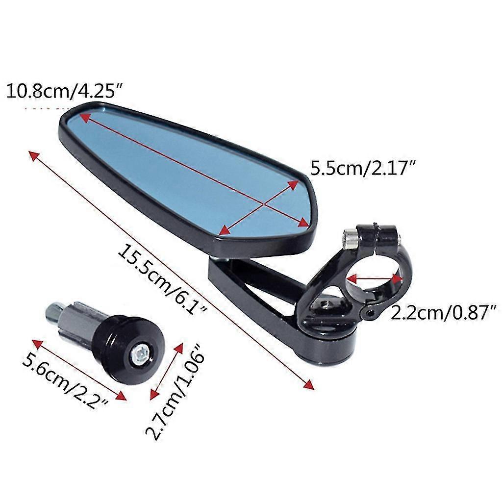 2 Black Oval Motorcycle Mirrors For Yamaha Bolt & V-Star 1100 - Universal Fit
