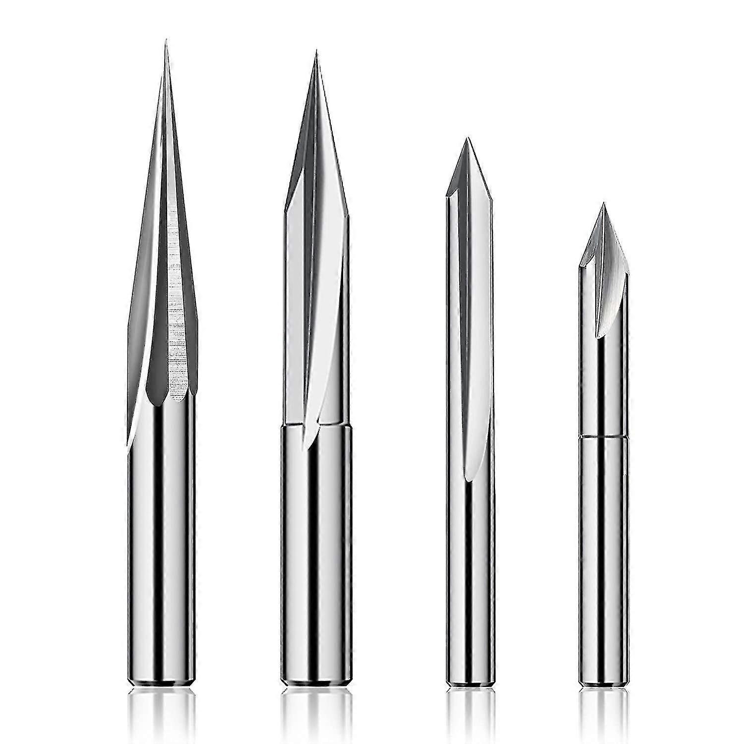 Router Set 1/4 , Engraving Wood Carving Router Bit 6mm & 4mm, V-groove, Profile Bit, Tungsten Stee