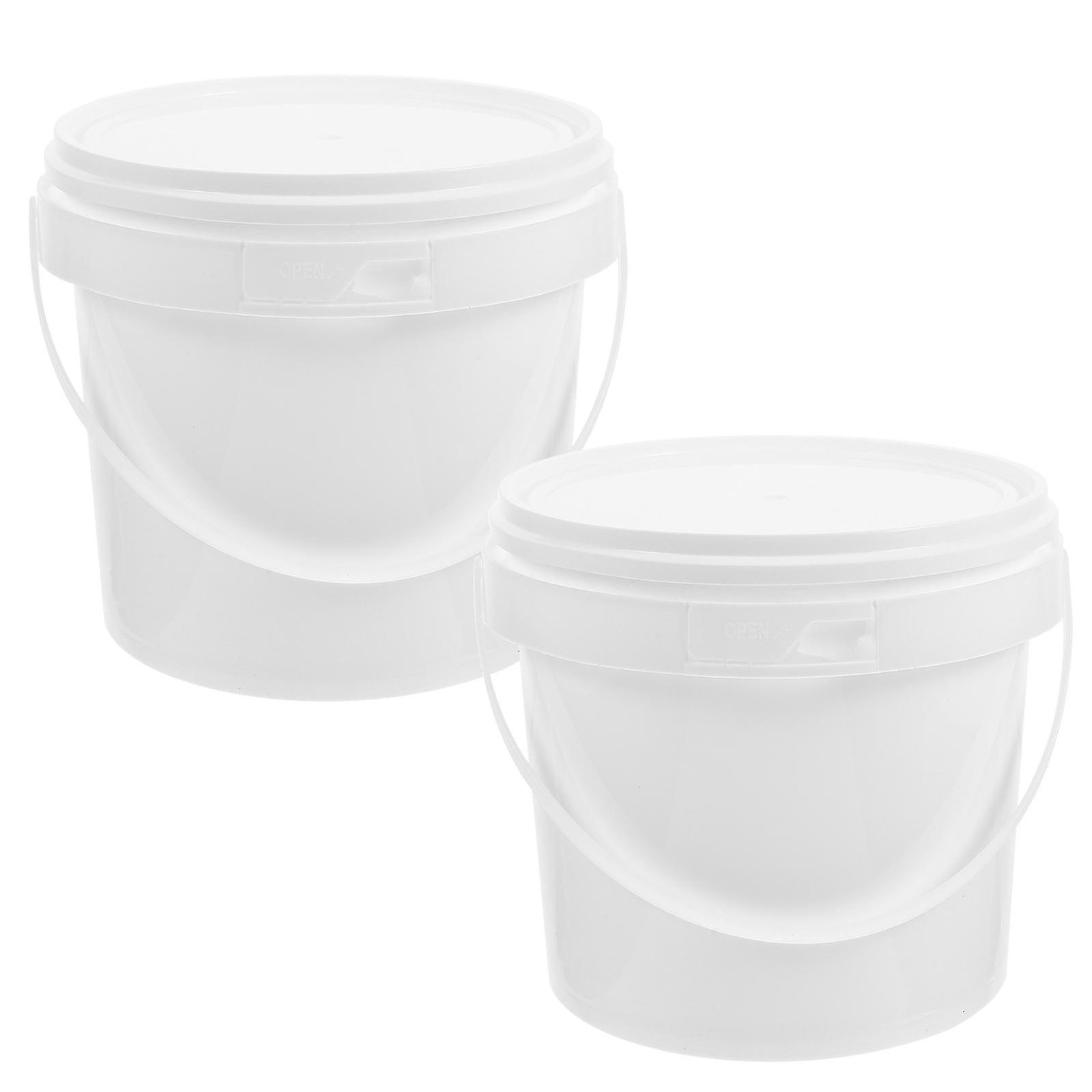 2pcs Portable Storage Bucket Toy Bucket White Plastic Bucket with Lid Handle