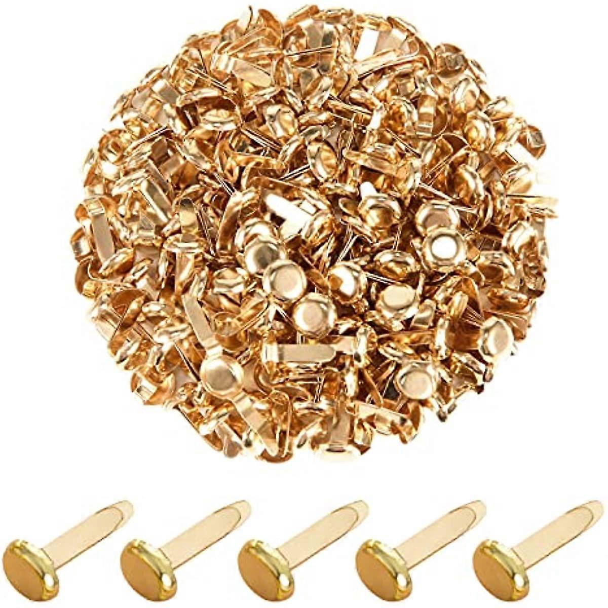200 قطعة من السحابات الورقية المعدنية السحابات المستديرة من النحاس الأصفر دبابيس الانقسام لمشاريع الحرف اليدوية DIY ، سكرابوكينغ ، مكتب (ذهبي)