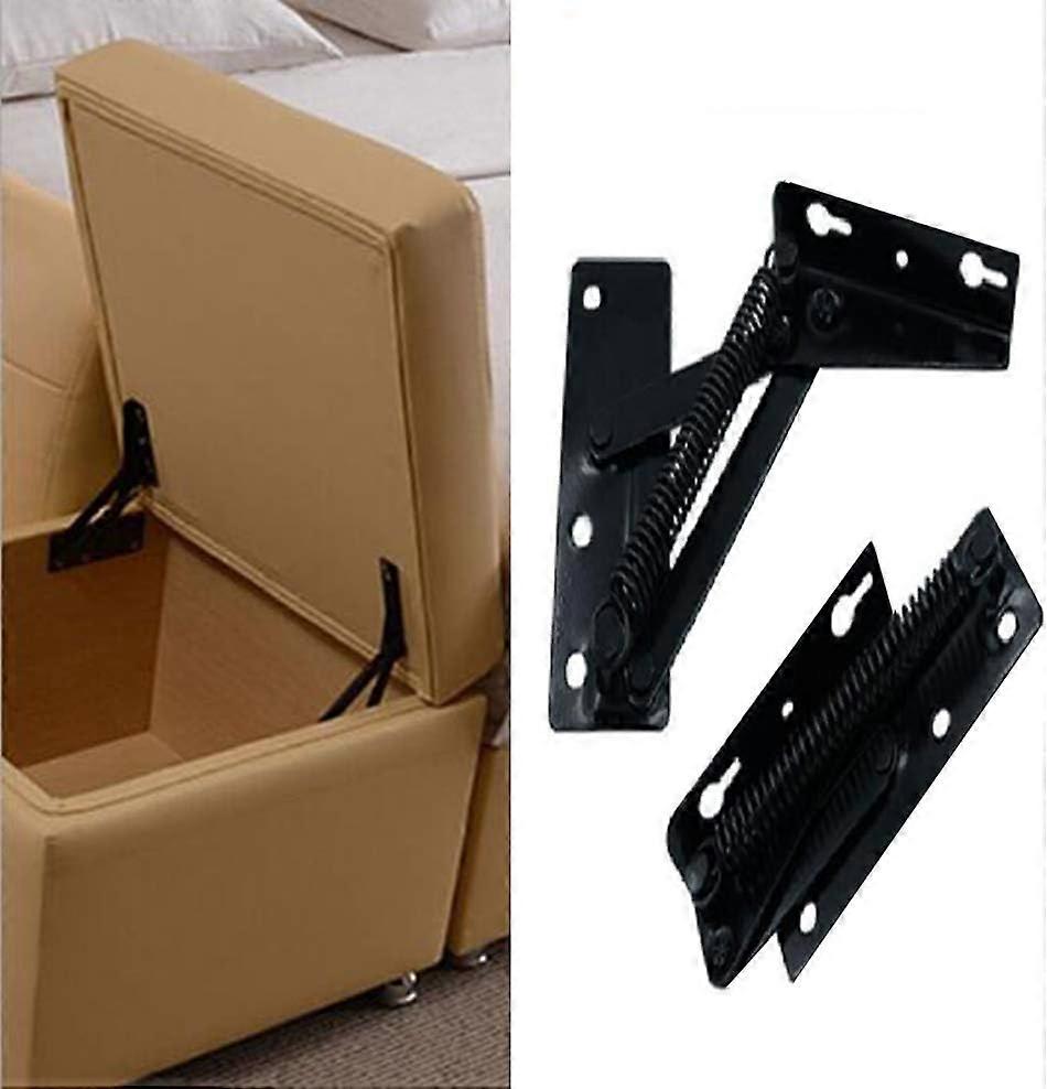 2pcs 80 degree foldable lifter bracket, black spring hinges are widely used in sofa hinge lifters, furniture storage bracket hinges