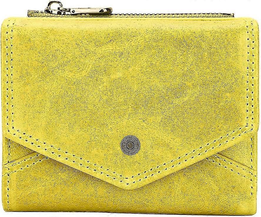 Portefeuille zippé en cuir véritable pour femmes (1pc, jaune)