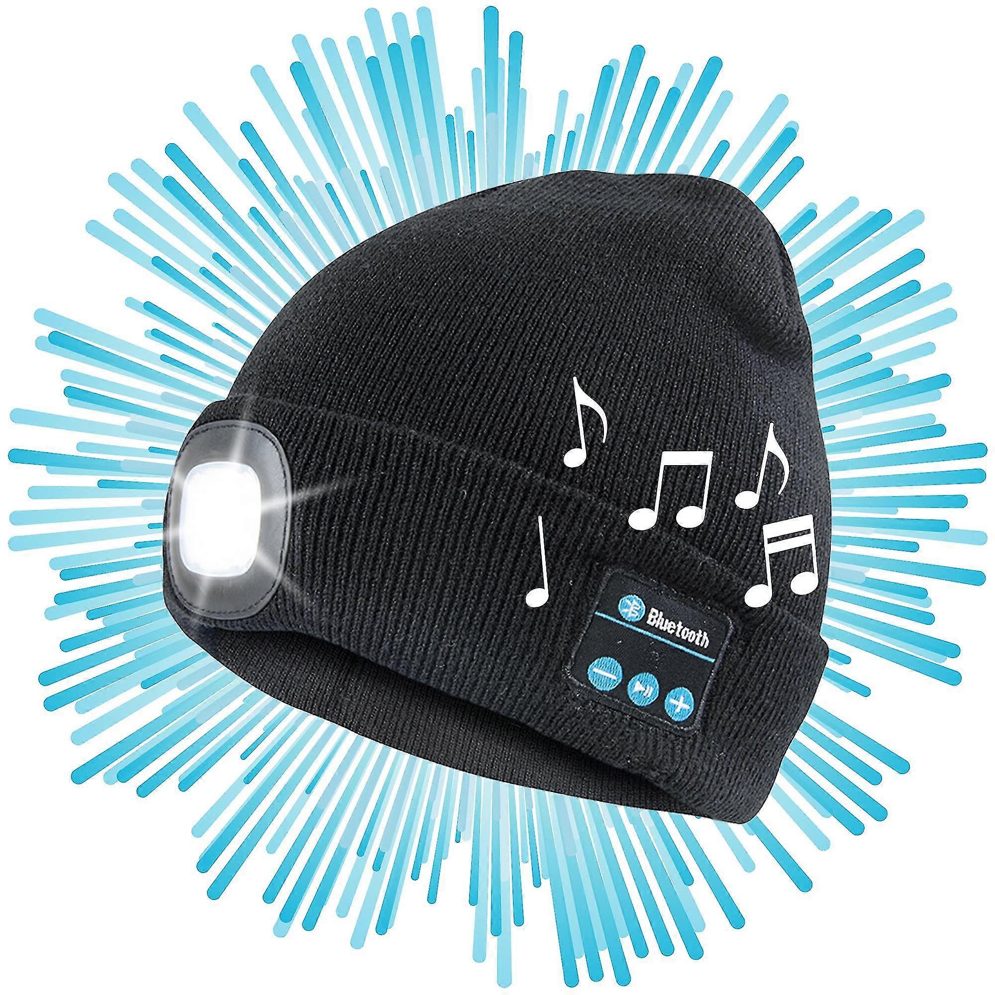bluetooth led beanie  warm insulating rechargeable hat with bluetooth speakers and led light  warm beanie