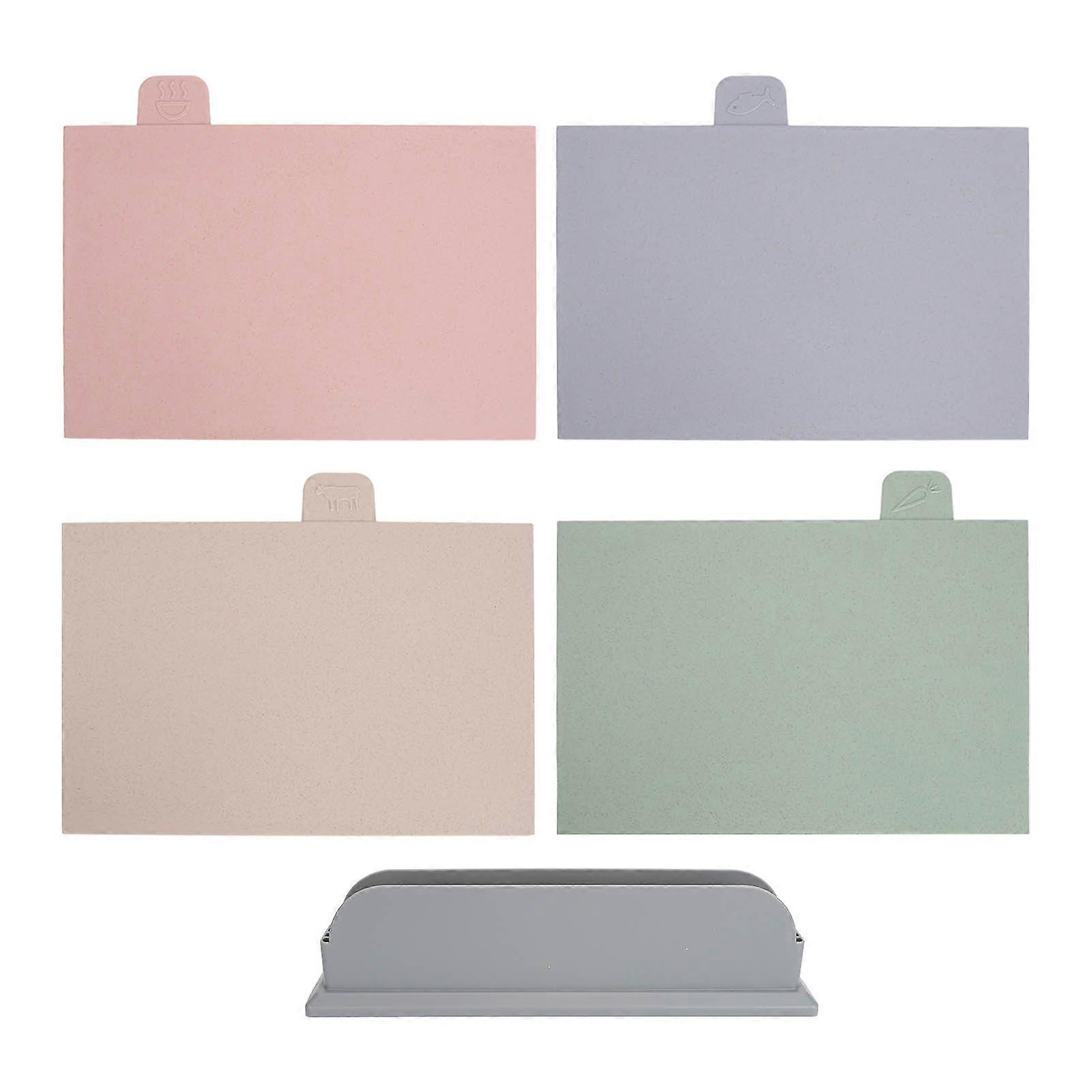 4pcs Ensemble de planches à découper à code couleur avec support Double face Utilisation Classé Plastique Tapis De Planche À Découper Ensemble