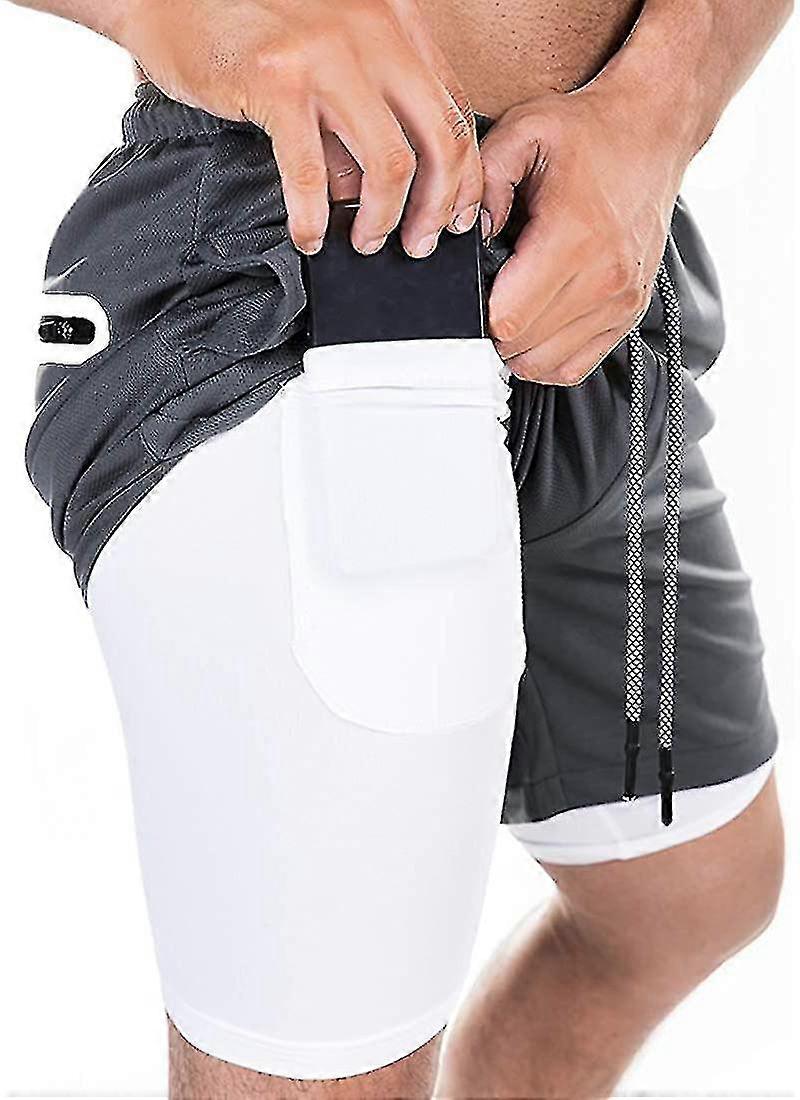 Herren 2 in 1 Laufsport Shorts Leichtes Gym Training Quick Dry