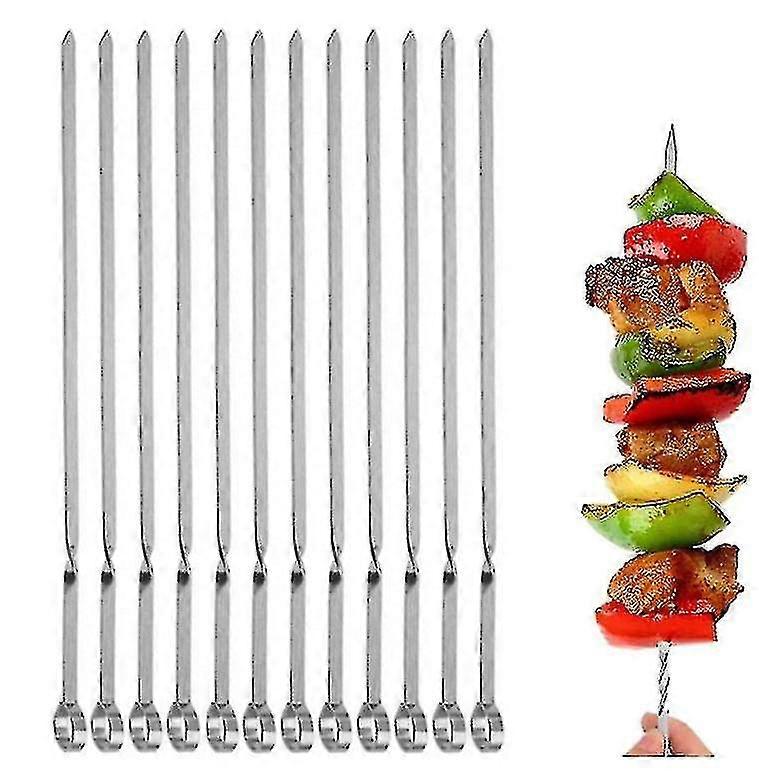 10 stk metal rustfrit stål grillspyd, genanvendeligt 14 "shish
