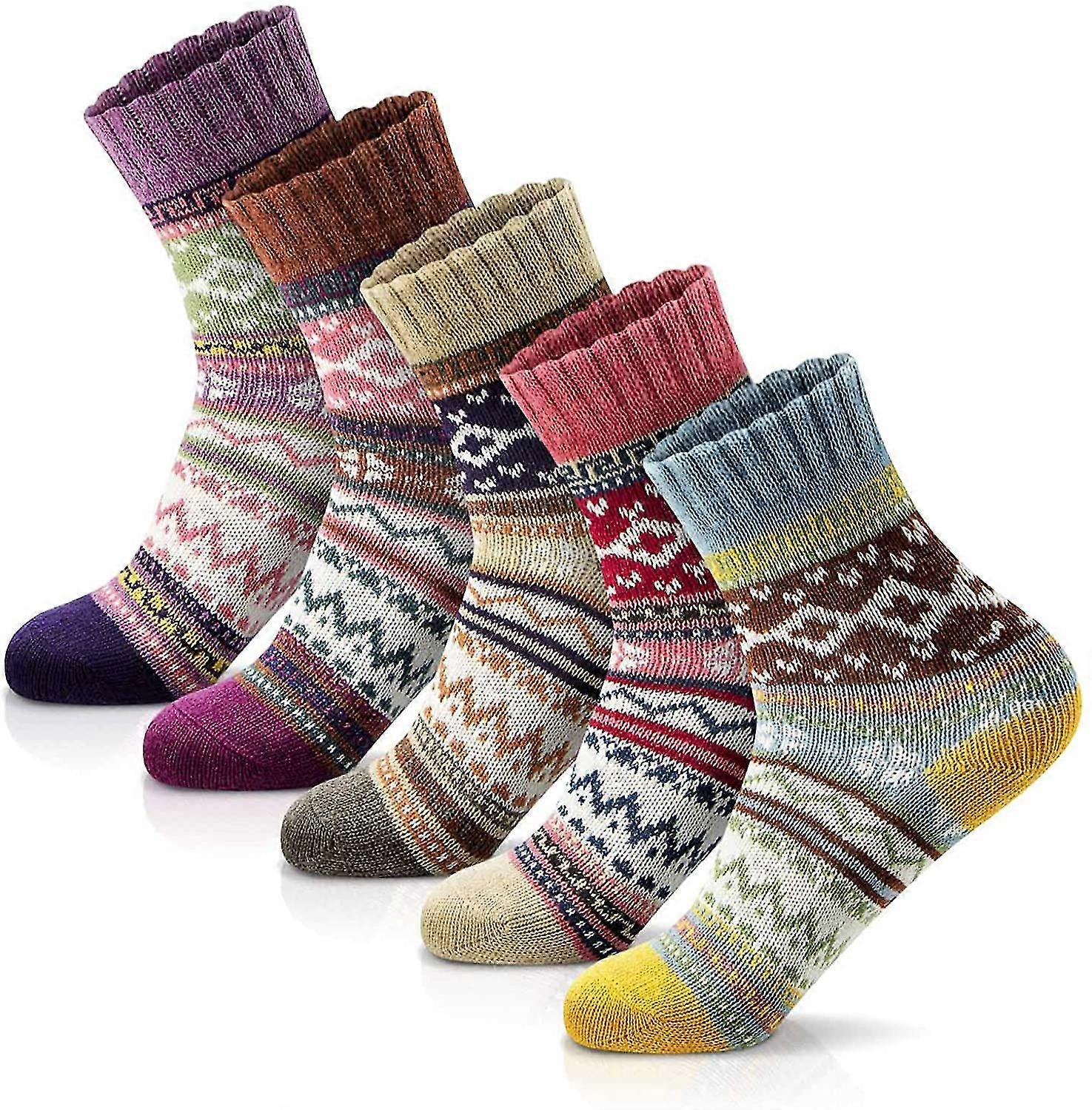 5pcs Women Winter Socks Warm Thick Soft Wool Socksrandom Color