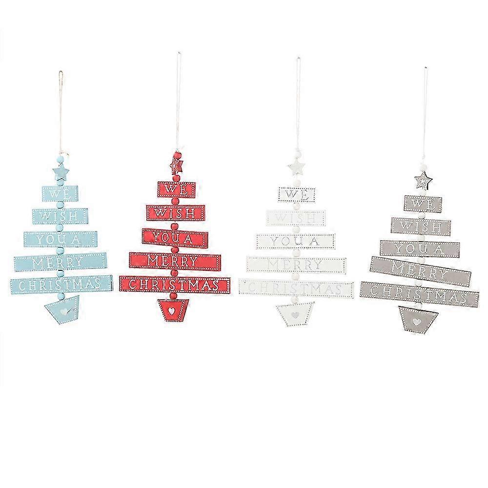 4pcs Joyeux Noël Signe Suspendu en Bois