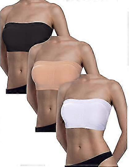 3 Pieces Women Bandeau Bra Padded Strapless Brarette Bra